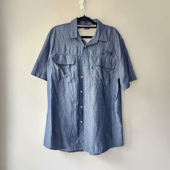 G.H. Bass & Co. Other - GH Bass & Co Explorer Short Sleeve Button Up Shirt Blue Men L Outdoor Fish